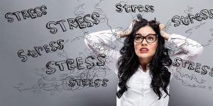 Woman all stressed
